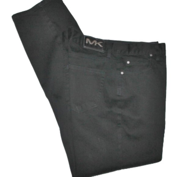 MINT Michael Kors 5 Pocket Cotton Stretch Slim Straight Black Jeans 36 X 32 - Picture 1 of 7